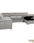 Urban Cali Bel Air 123.5" Wide Large Modular Sleeper Sectional Sofa Bed with Storage Chaise in Thora Stone, image 25