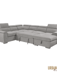 Urban Cali Bel Air 123.5" Wide Large Modular Sleeper Sectional Sofa Bed with Storage Chaise in Thora Stone, image 19