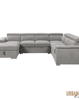 Urban Cali Bel Air 123.5" Wide Large Modular Sleeper Sectional Sofa Bed with Storage Chaise in Thora Stone, image 12