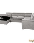 Urban Cali Bel Air 123.5" Wide Large Modular Sleeper Sectional Sofa Bed with Storage Chaise in Thora Stone, image 11