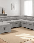 Urban Cali Bel Air 123.5" Wide Large Modular Sleeper Sectional Sofa Bed with Storage Chaise in Thora Stone, image 3