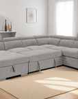 Urban Cali Bel Air 123.5" Wide Large Modular Sleeper Sectional Sofa Bed with Storage Chaise in Thora Stone, image 2
