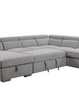 Urban Cali Bel Air 123.5" Wide Large Modular Sleeper Sectional Sofa Bed with Storage Chaise in Thora Stone, image 8