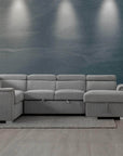 Urban Cali Bel Air 123.5" Wide Large Modular Sleeper Sectional Sofa Bed with Storage Chaise in Thora Stone, image 18