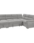 Urban Cali Bel Air 123.5" Wide Large Modular Sleeper Sectional Sofa Bed with Storage Chaise in Thora Stone, image 6