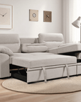 Urban Cali Malibu 94.5" Wide Sleeper Sectional Sofa Bed with Pull Down Tray, Cupholders Wireless Charger and Storage Chaise, image 12