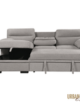 Urban Cali Malibu 94.5" Wide Sleeper Sectional Sofa Bed with Pull Down Tray, Cupholders Wireless Charger and Storage Chaise, image 34