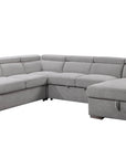 Urban Cali Bel Air 123.5" Wide Large Modular Sleeper Sectional Sofa Bed with Storage Chaise in Thora Stone, image 23