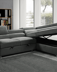Urban Cali Hollywood 107.5" Wide Sleeper Sectional Sofa Bed with Adjustable Headrests and Storage Chaise, image 13