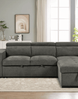 Urban Cali Sonoma 103.5" Wide Sleeper Sectional Sofa Bed with Reversible Storage Chaise and 2 Stools, image 3
