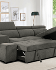 Urban Cali Sonoma 103.5" Wide Sleeper Sectional Sofa Bed with Reversible Storage Chaise and 2 Stools, image 1