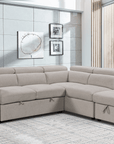 Urban Cali Pasadena 104.5" Wide Large Sleeper Sectional Sofa Bed with Storage Ottoman and 2 Stools, image 6