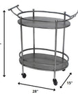 15 X 28 X 31 Bronze Antique Oval  Service Cart