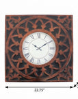 23" Bronze Metal Analog Square Wall Clock