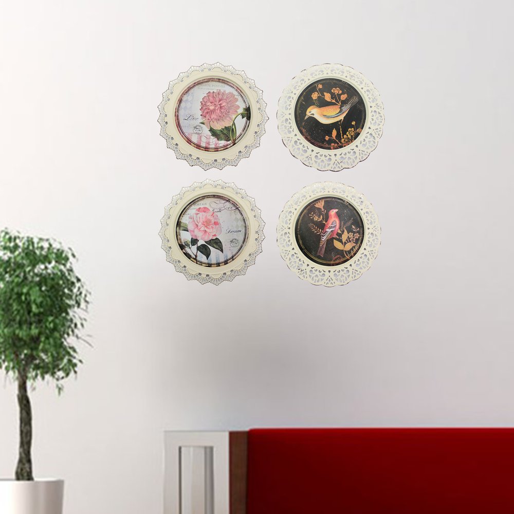 Set of Four Brown And White Bird No Entertainment No Food &amp; Beverage No Fantasy &amp; Sci-Fi Flower Metal No People Circle No Spiritual &amp; Religious