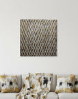 36" X 36" Silver Square Abstract Hanging Dimensional Sculpture