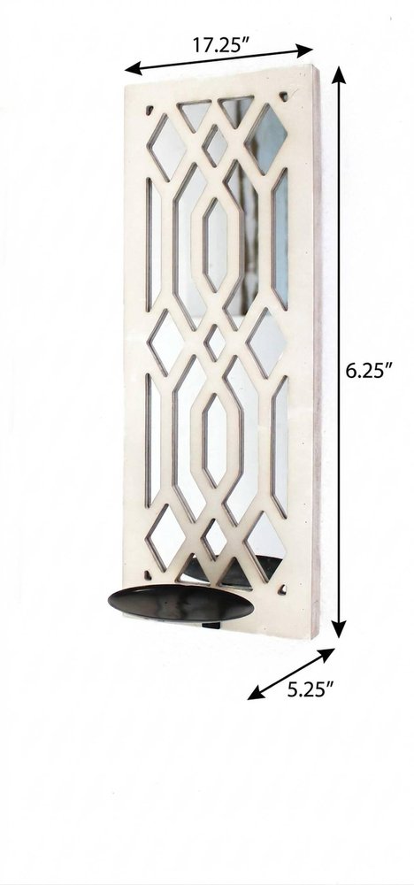 6" White Wood Wall Sconce Candle Holder