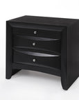 25" Dark Brown Solid Wood Three Drawer Nightstand