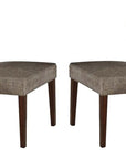 Set of Two Tufted Gray And Brown Upholstered Fabric Open Back Dining Side Chairs