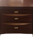 25" Espresso Three Drawers Solid Wood Nightstand