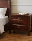 25" Espresso Three Drawers Solid Wood Nightstand