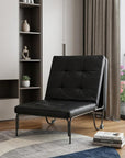 75" Black Faux Leather Tufted Convertible Chair