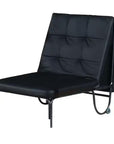 75" Black Faux Leather Tufted Convertible Chair