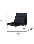 75" Black Faux Leather Tufted Convertible Chair