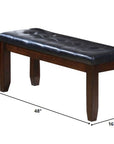 48" Black and Brown Upholstered PU Leather Bench