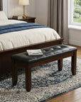 48" Black and Brown Upholstered PU Leather Bench