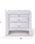 25" Espresso Three Drawers Solid Wood Nightstand