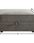 30" Gray Velvet Ottoman With Storage