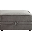 30" Gray Velvet Ottoman With Storage