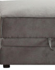30" Gray Velvet Ottoman With Storage