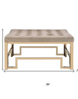 36" Champagne Polyester Tufted Cocktail Ottoman