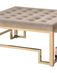 36" Champagne Polyester Tufted Cocktail Ottoman