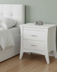 25" White Wood Two Drawer Nightstand
