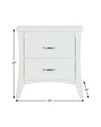 25" White Wood Two Drawer Nightstand