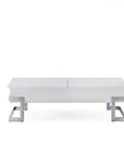 47" White and Silver Wood And Metal Lift Top Sled Coffee Table