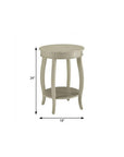 24" White Solid Wood Round End Table With Shelf