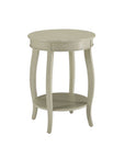 24" White Solid Wood Round End Table With Shelf