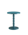 Fun Teal Wood Pedestal End Table