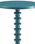 Fun Teal Wood Pedestal End Table