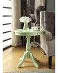 Light Green Solid Wooden Pedestal Side Table