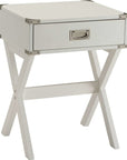 Modern White X Shape Wooden Storage End Table