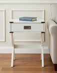 Modern White X Shape Wooden Storage End Table