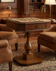 28" Brown Cherry Octagonal Game Table With Drawer