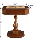 28" Brown Cherry Octagonal Game Table With Drawer