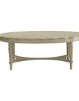 50" Antiqued White Solid Wood Oval Distressed Coffee Table