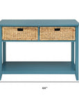 44" Teal Blue Solid Wood Console Table